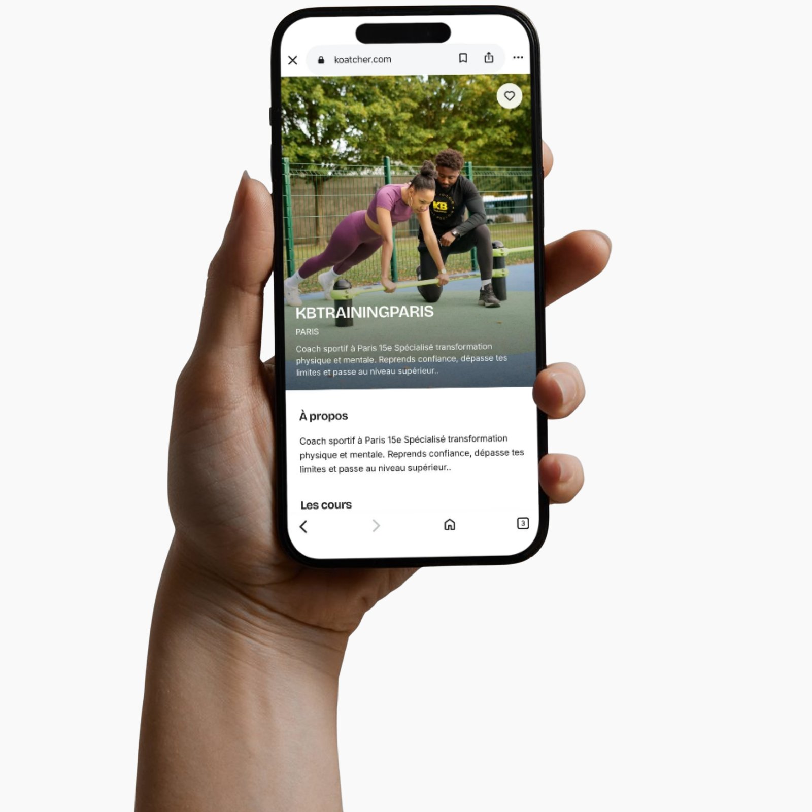 Page coach Koatcher sur mobile