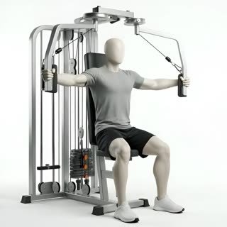Exécution de l'exercice pec deck, muscles sollicités : pectoraux, avec machines