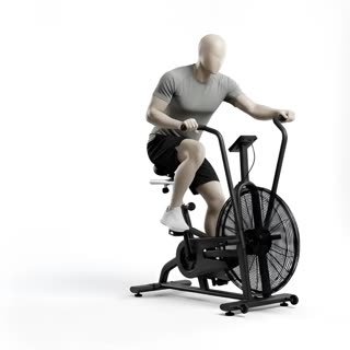 Exécution de l'exercice sprint air bike, muscles sollicités : cardio, avec machines