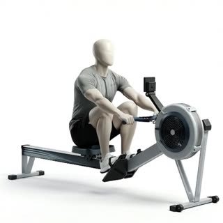Exécution de l'exercice rameur, muscles sollicités : cardio, avec machines