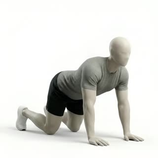 Exécution de l'exercice étirement vache, muscles sollicités : dos, au poids du corps