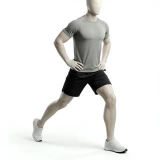 Exécution de l'exercice fentes fléchisseurs de hanche, muscles sollicités : jambes, au poids du corps