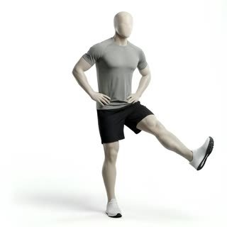 Exécution de l'exercice balancement de jambe, muscles sollicités : jambes, au poids du corps