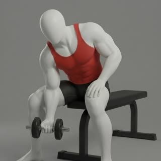 Exécution de l'exercice curl concentration, muscles sollicités : bras, avec halteres