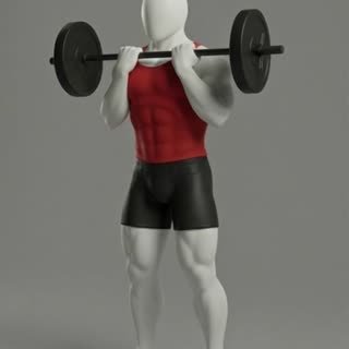 Exécution de l'exercice curl barre droite, muscles sollicités : bras, avec barre