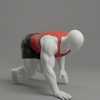 Exécution de l'exercice marche de l'ours, muscles sollicités : cardio, au poids du corps