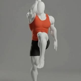 Exécution de l'exercice montée de genoux, muscles sollicités : cardio, au poids du corps