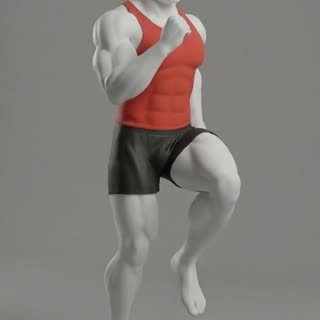 Exécution de l'exercice jogging sur place, muscles sollicités : cardio, au poids du corps