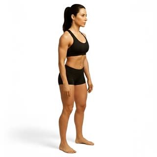 Exécution de l'exercice fentes avant légère tenue, muscles sollicités : jambes, au poids du corps