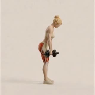 Exécution de l'exercice soulevé de terre jambes tendues haltères, muscles sollicités : jambes, avec halteres