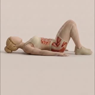 Exécution de l'exercice relevé de jambes allongé genoux fléchis, muscles sollicités : abdominaux / core, au poids du corps